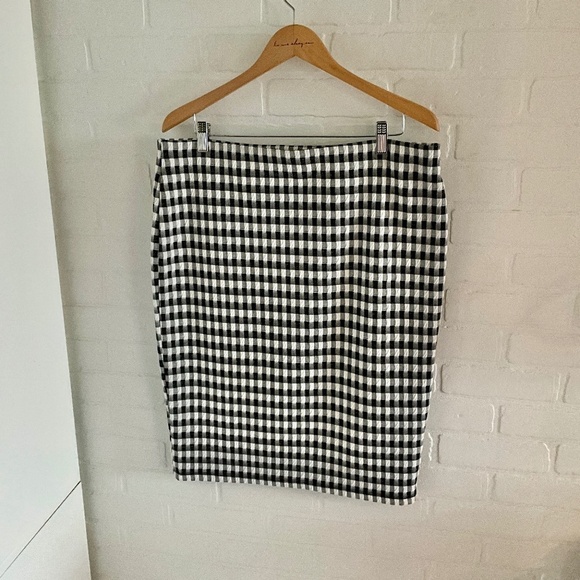 Jules&Leopold Midi Skirt Check Ginham Black White Stretch Academia Size XL - Picture 5 of 6